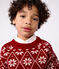 Jersey infantil de lana y algodón con estampados rojo AMARANTE/ AVALANCHE