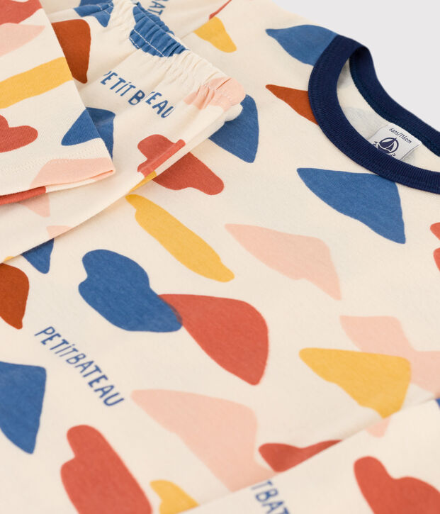 Pijama de algod&oacute;n para ni&ntilde;a / ni&ntilde;o crudo/multicolor