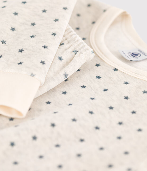 Pijama de terciopelo con motivo de estrella para ni&ntilde;o/ni&ntilde;a beige/gris