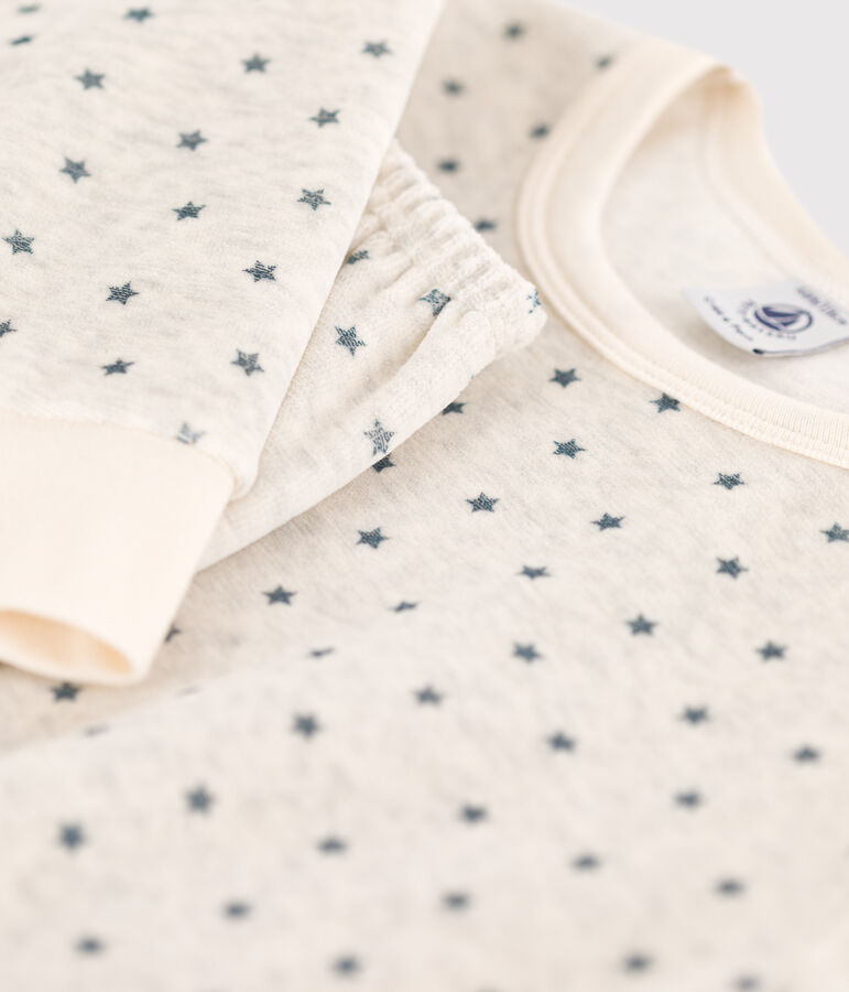 Pijama de terciopelo con motivo de estrella para ni&ntilde;o/ni&ntilde;a beige/gris