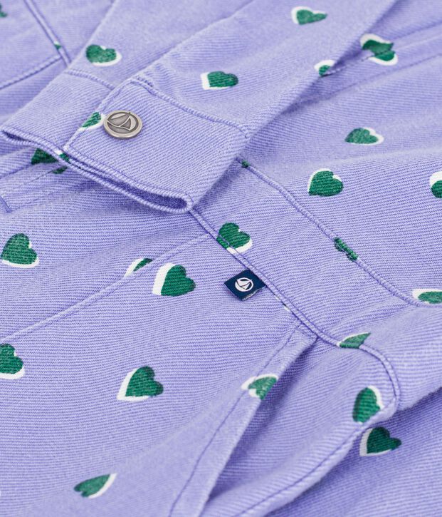 Mono infantil de algod&oacute;n con estampado de corazones violeta/multicolor