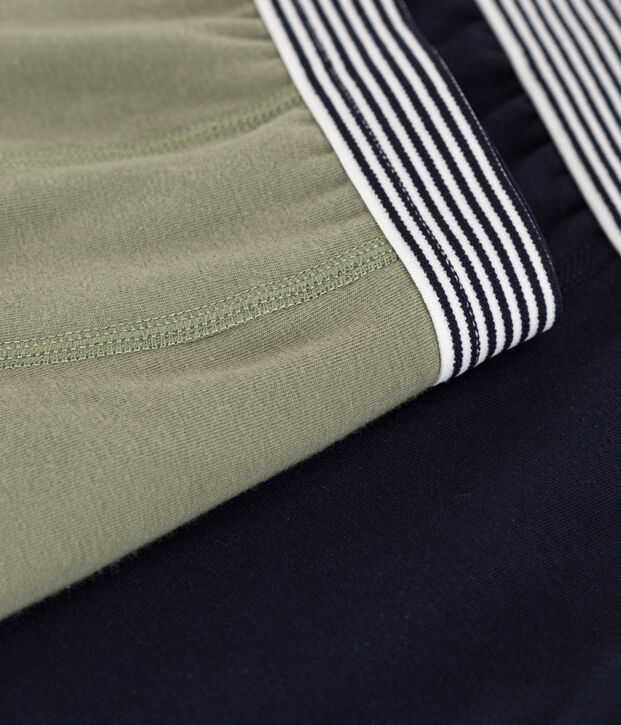 Juego de 2 b&oacute;xers lisos de algod&oacute;n y elastano para ni&ntilde;o multicolor