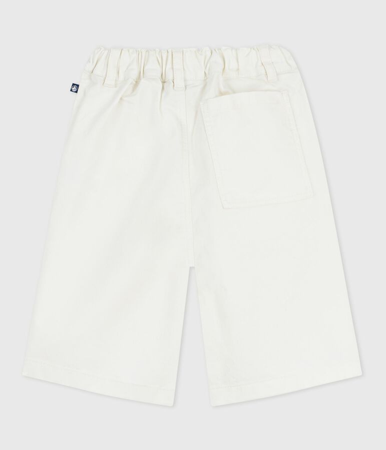 Bermudas cortas infantiles de algod&oacute;n liso blanco