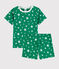 Pijama corto verde con estrellas de algodón de niño verde GAZON/blanco ECUME