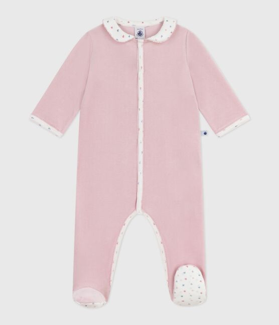 Pijama de terciopelo con cuello para bebé rosa JOLI