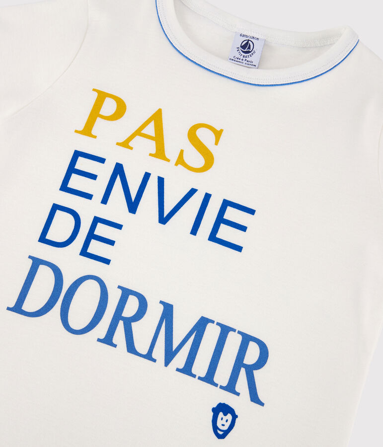 Pijama corto de algod&oacute;n de ni&ntilde;o blanco/azul