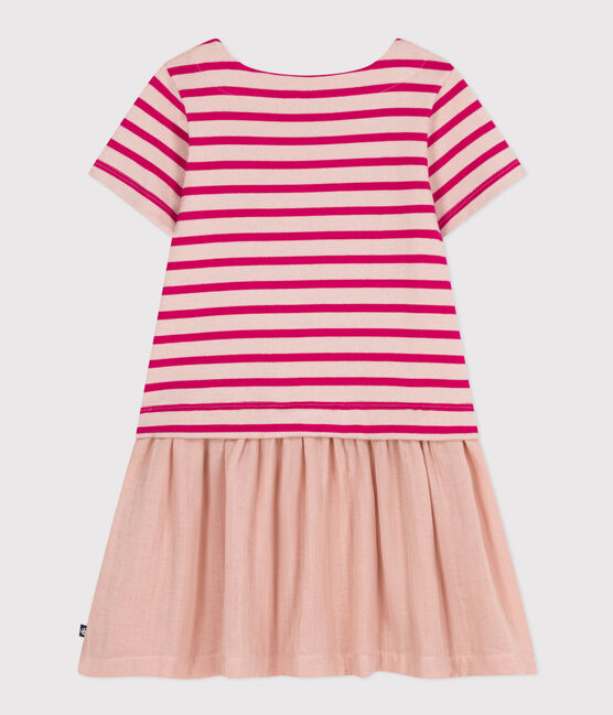 Vestido de manga corta de punto grueso y gasa de algodón para niña SALINE/ DELHI