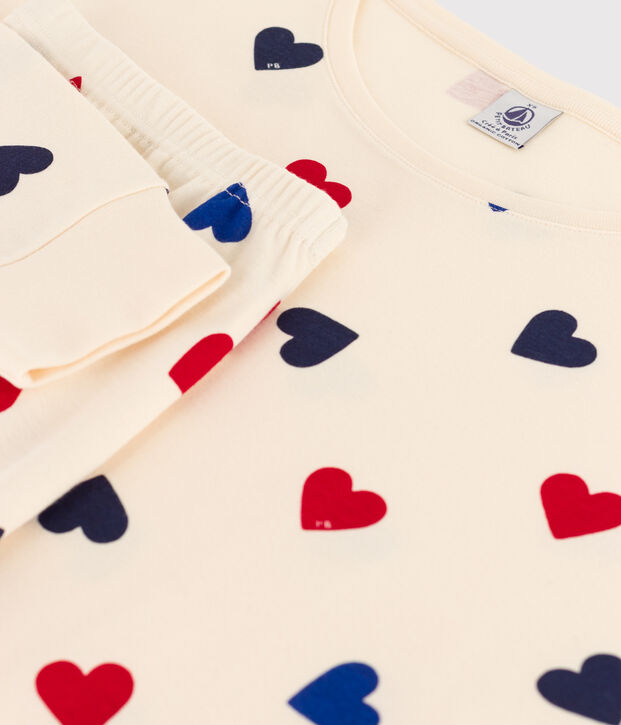 Pijama con coraz&oacute;n de algod&oacute;n de mujer crudo/multicolor