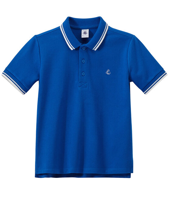 Polo para niño en jersey piqué azul PERSE