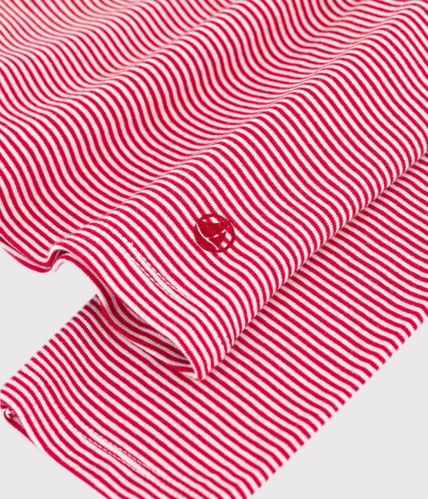 Camiseta de manga larga de algod&oacute;n a rayas para mujer rojo/blanco