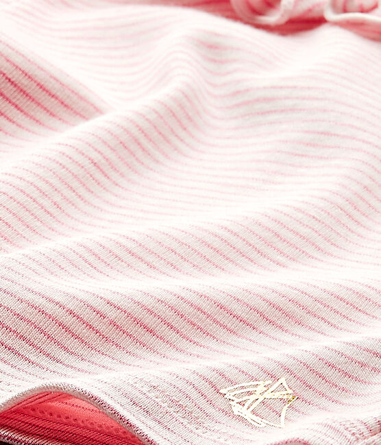 Camiseta bebé niña a rayas blanco MARSHMALLOW/rosa PETAL