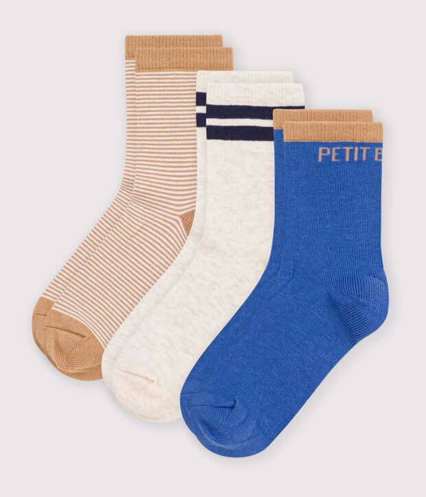 3 pares de calcetines infantiles de algod&oacute;n a rayas multicolor