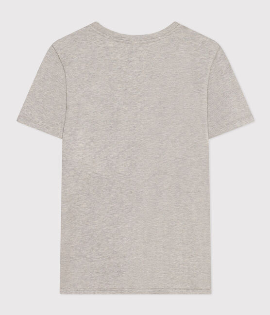 Camiseta LA RECTA de algodón con cuello redondo para mujer gris CHATON CHINE