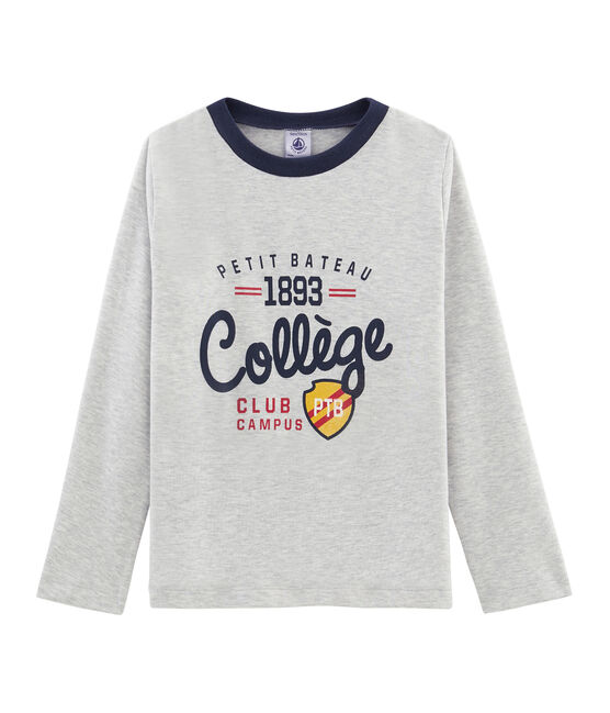Camiseta de manga larga serigrafiada para niño gris BELUGA CHINE