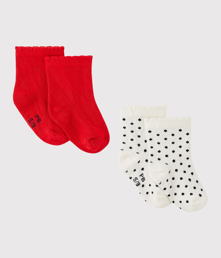 Lote de 2 pares de calcetines beb&eacute; ni&ntilde;a blanco