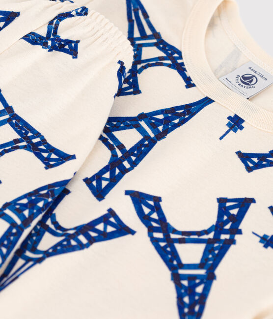 Pijama corto de algodón París para niño/niña blanco AVALANCHE/ MULTICO