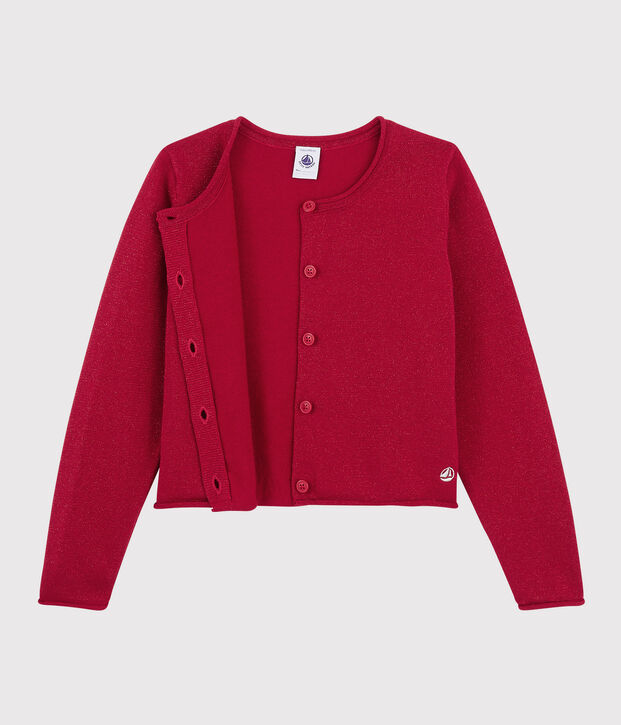 C&aacute;rdigan de algod&oacute;n para ni&ntilde;a rojo
