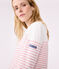 Camiseta marinera de algodón de manga larga para mujer blanco MARSHMALLOW/rosa CHARME