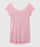 Camiseta de lino con cuello redondo rosa BABYLONE/gris ARGENT