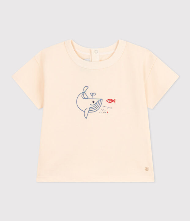 Camiseta de manga corta de jersey ligero para beb&eacute; crudo