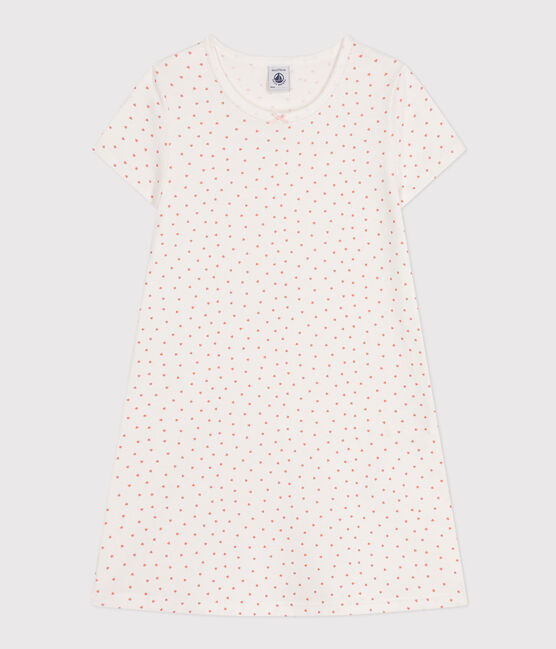 Camisón infantil de algodón con motivo de pequeño corazón blanco MARSHMALLOW/ PAPAYE