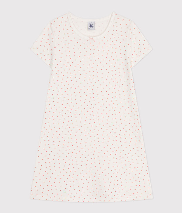 Camis&oacute;n infantil de algod&oacute;n con motivo de peque&ntilde;o coraz&oacute;n blanco/rosa