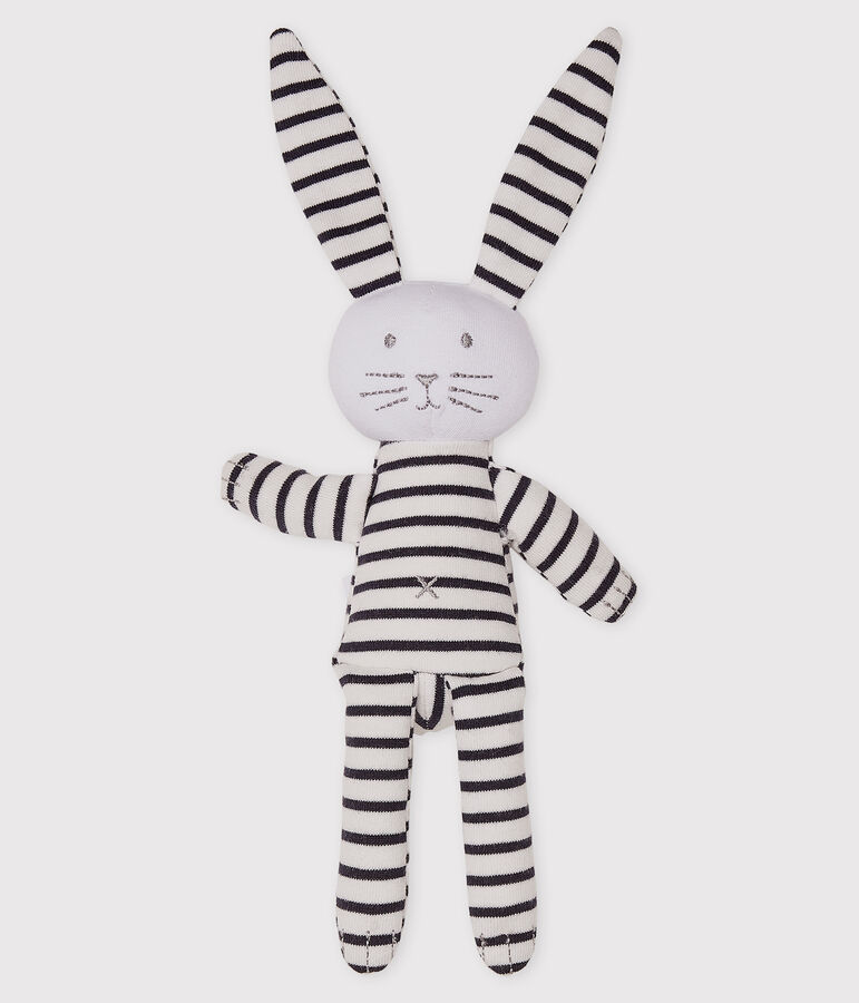 Peluche de conejo a rayas de beb&eacute; de jersey blanco/azul