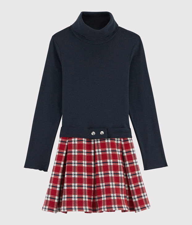 Vestido de manga larga para ni&ntilde;a azul/multicolor