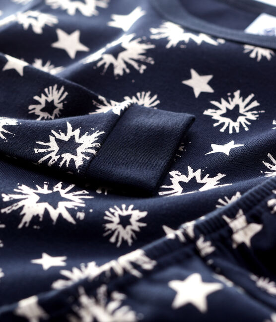 Pijama snugfit con estampado de estrellas de niño azul SMOKING/blanco MARSHMALLOW
