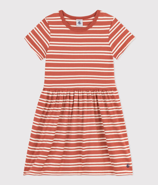 Vestido de manga corta de algodón a rayas para niña FAMEUX/ AVALANCHE
