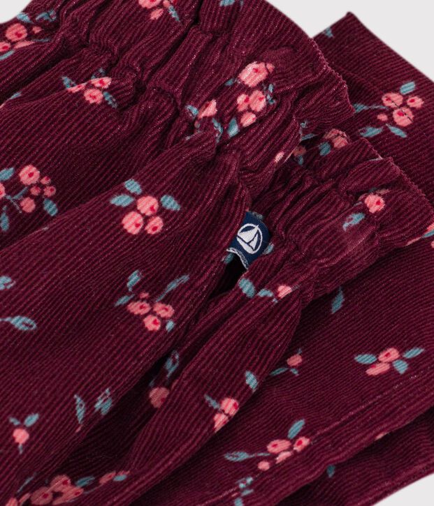 Pantal&oacute;n de terciopelo con estampado de flores para beb&eacute; rojo/multicolor