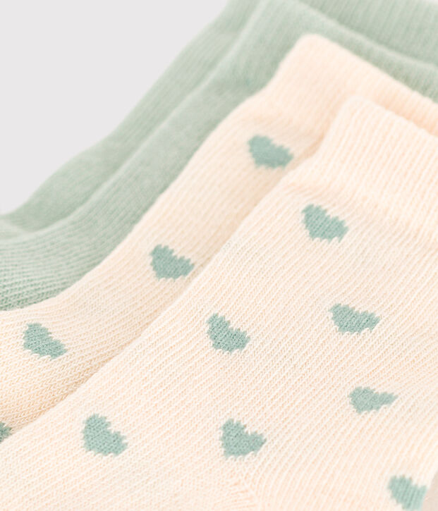 2 pares de calcetines de algod&oacute;n con corazones para beb&eacute; multicolor