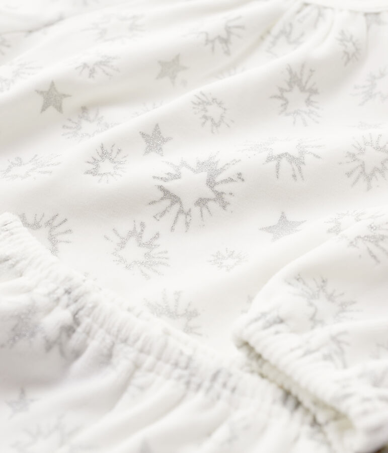 Pijama de ni&ntilde;a con estampado de estrellas de terciopelo blanco MARSHMALLOW/gris ARGENT