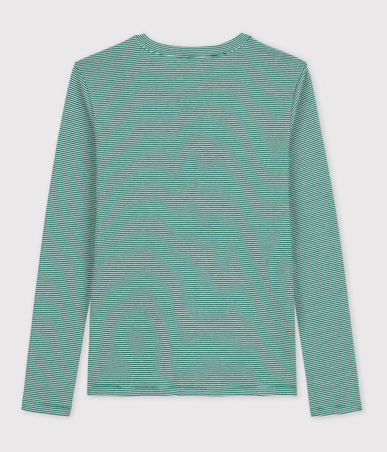 Camiseta L'ICONIQUE con cuello redondo de algodón orgánico de mujer azul ROVER/blanco MARSHMALLOW