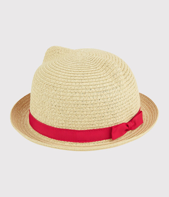 Sombrero de paja de niña rosa NATUREL