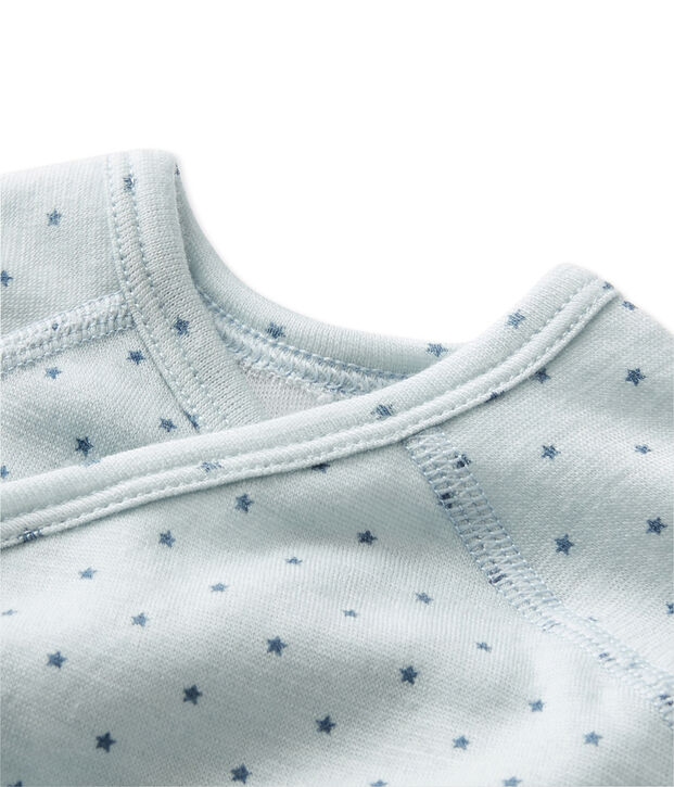 Body de manga larga de lana y algod&oacute;n de primera puesta para beb&eacute; ni&ntilde;o azul/gris