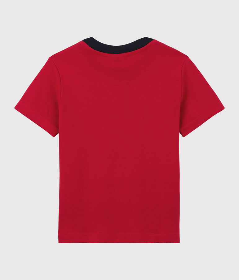Camiseta de manga corta de algod&oacute;n de ni&ntilde;o rojo