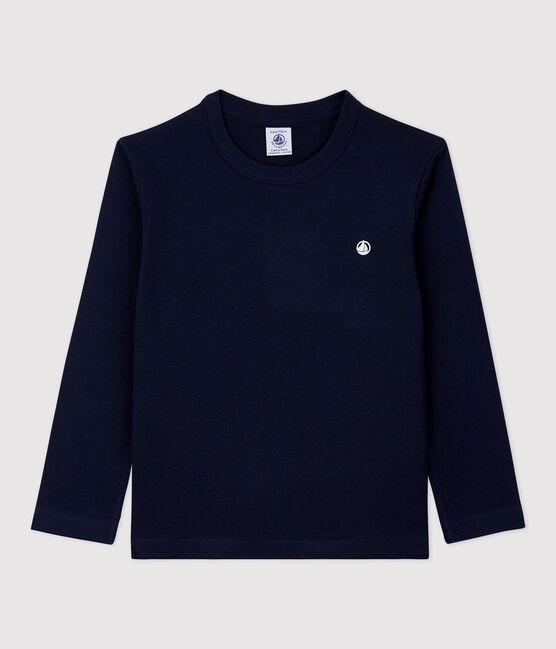 Camiseta de algodón orgánico infantil unisex azul SMOKING