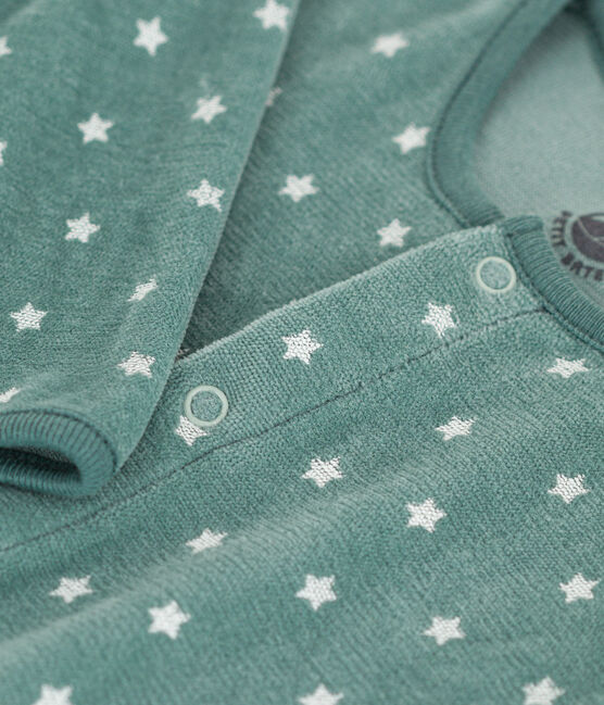 Pijama de terciopelo con estrellas para bebé azul BRUT/blanco MARSHMALLOW