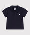 Polo liso de manga corta de algodón para bebé azul SMOKING