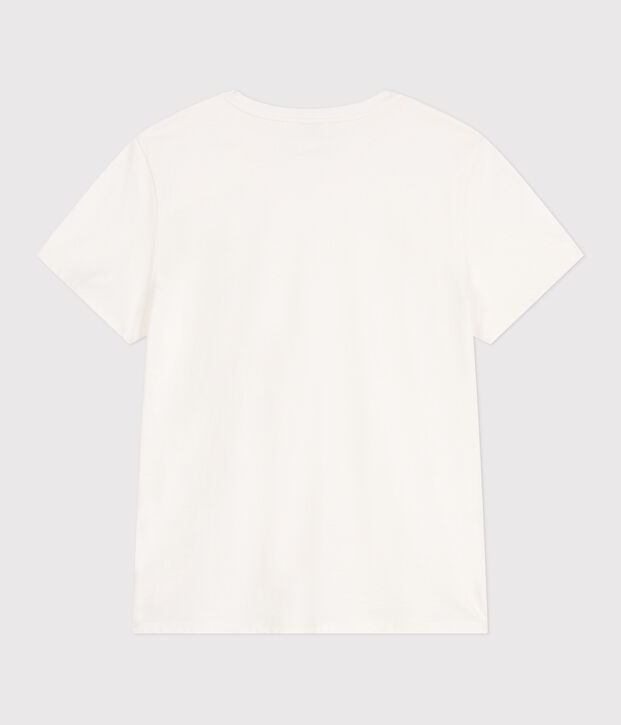 Camiseta Recta de algod&oacute;n liso para mujer blanco