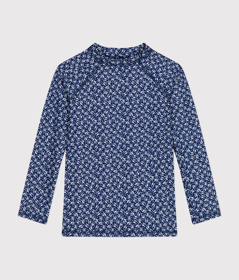 Camiseta anti-UV de ni&ntilde;a azul/blanco