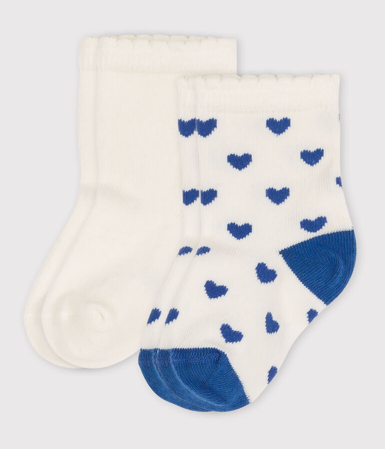 Juego de 2 pares de calcetines con corazones de beb&eacute; multicolor