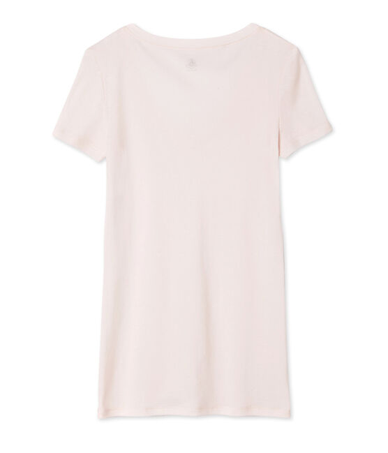 camiseta de manga corta con cuello en v de mujer rosa FLEUR