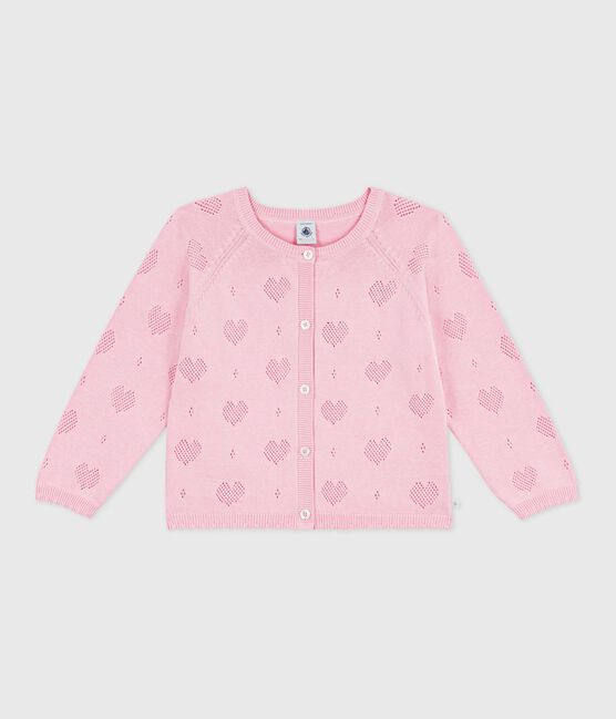 Cárdigan infantil liso de algodón rosa MARQUISE