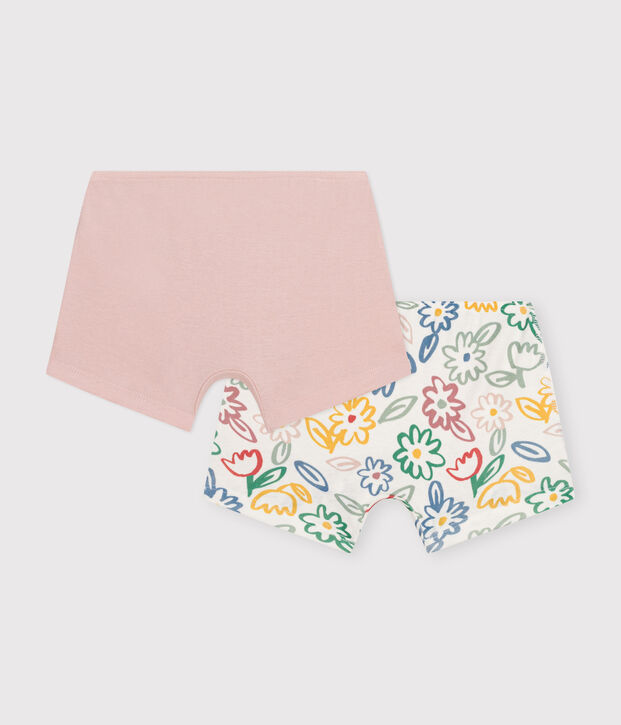 Juego de 2 culottes infantiles de algod&oacute;n con flor multicolor