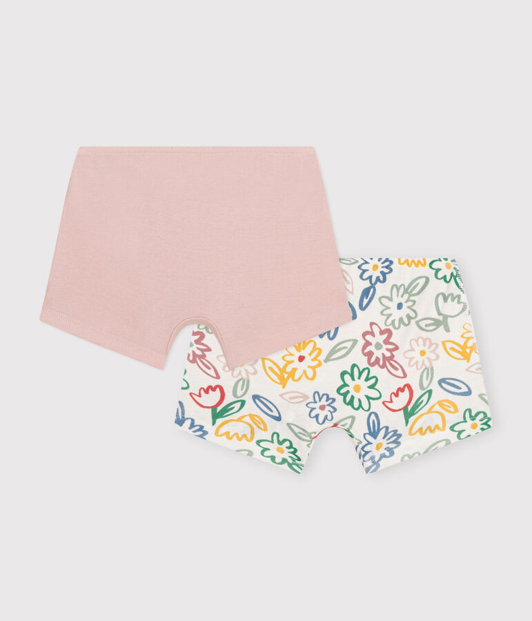 Juego de 2 culottes infantiles de algod&oacute;n con flor multicolor