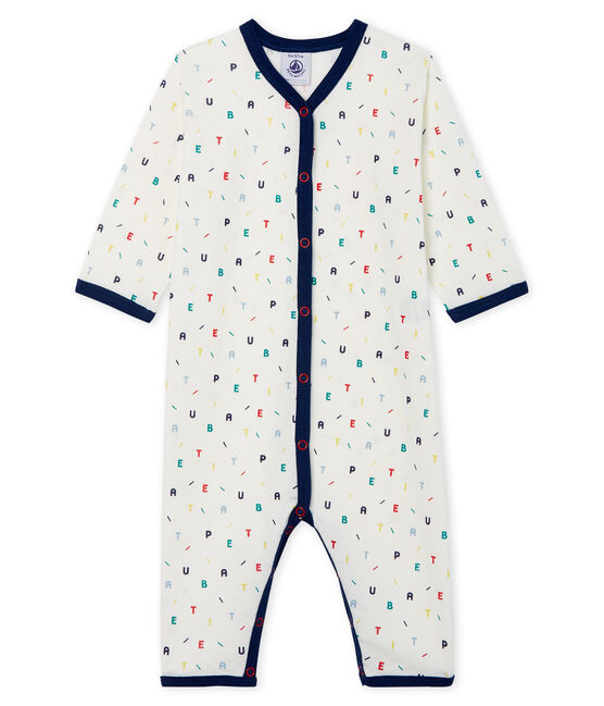 Pijama sin pies de punto para bebé niño blanco MARSHMALLOW/blanco MULTICO