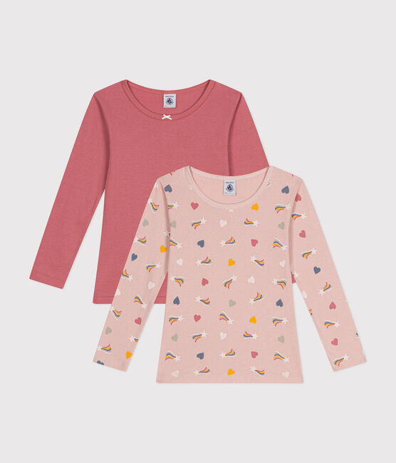 Juego de 2 camisetas infantiles de algodón de manga larga con corazón variante 1