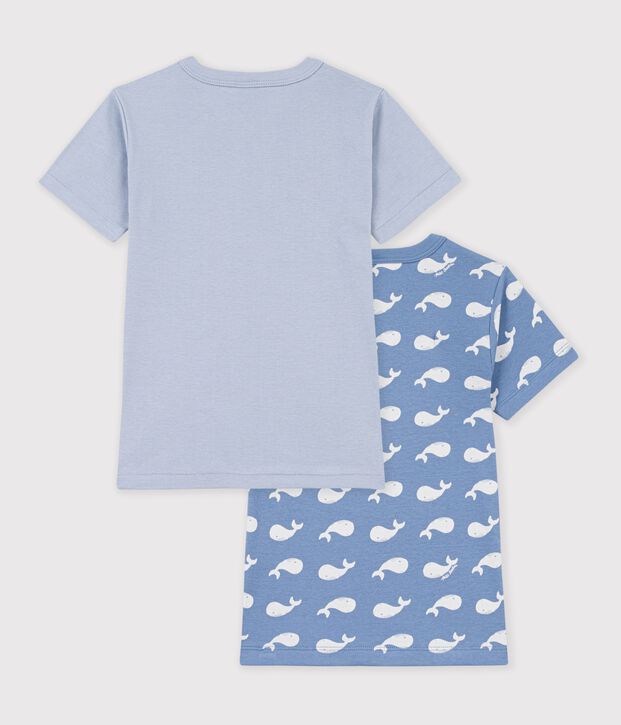 Juego de camisetas infantiles de algod&oacute;n de manga corta con estampado de ballenas multicolor